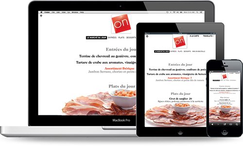 Affichage de d'une carte sur un ordinateur, une iPad et un iPhone